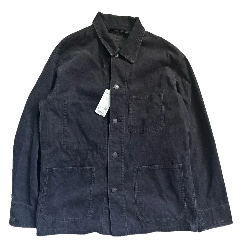 Uniqlo Corduroy Chore Coat Jacket Unisex S 100% Cotton Relax fit Gray Workwear